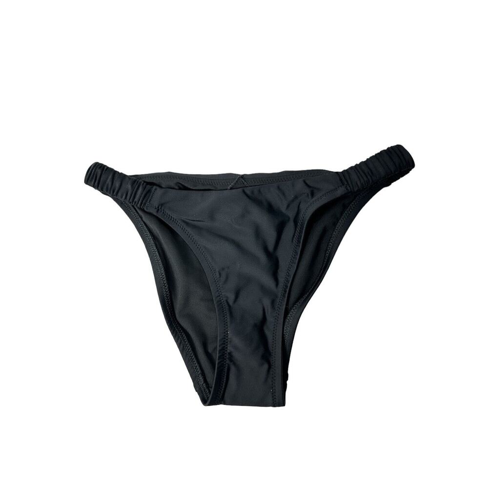 NWT J Crew Womens Scrunchie Strap Bikini Bottoms XXS Full Coverage Black BM437‎
